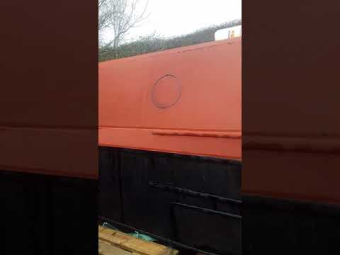 secret narrowboat galley windows being cut