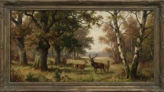Autumn Forest Landscape Painting | Vintage Gold Frame TV Art for Fall (2 Hours)