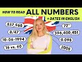 How to read ALL NUMBERS in English - BIG NUMBERS, Decimals, Dates, Fractions, Phones, Ordinals