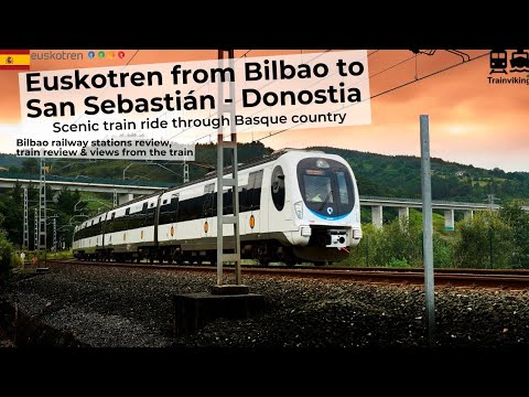 Trem Euskotren de Bilbao para San Sebastian / Donostia. Um passeio de trem lento, acessível e panorâmico