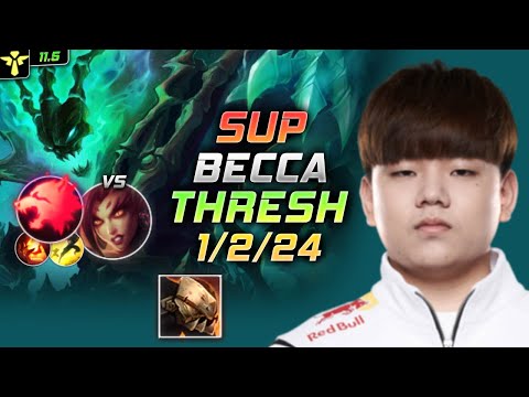 Becca Thresh SUP vs Zyra - 베카 서폿 쓰레쉬 템트리 룬 망자 포식자 スレッシュ Треш 魂锁典狱长 瑟雷西 - LOL KR 11.5