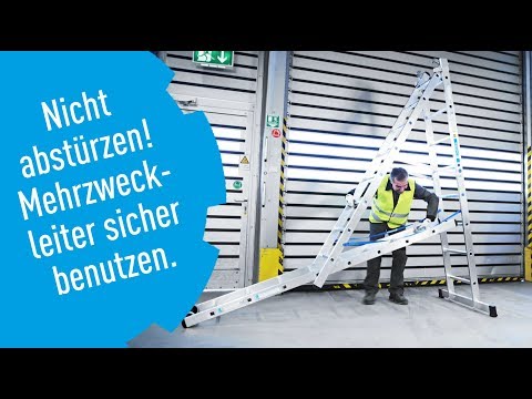 Leiter richtig aufstellen und benutzen. ZARGES 3-teilige Mehrzweckleiter .