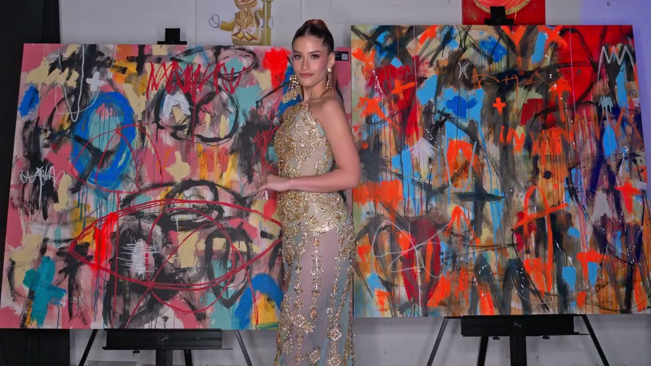 Model Leah poses wearing her runway look from Designer Giannina Azar  @artheartsfashion Art Basel