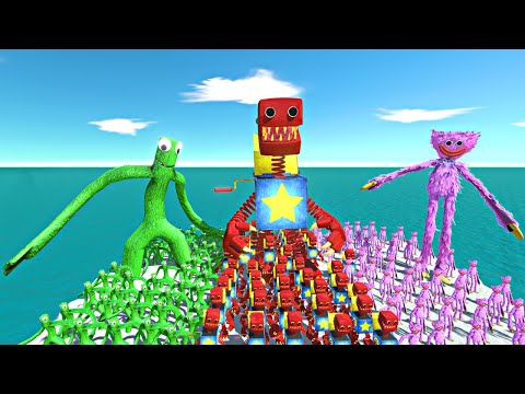 Rainbow Friends Green vs Boxy Boo vs Kissy Missy - Animal Revolt Battle Simulator
