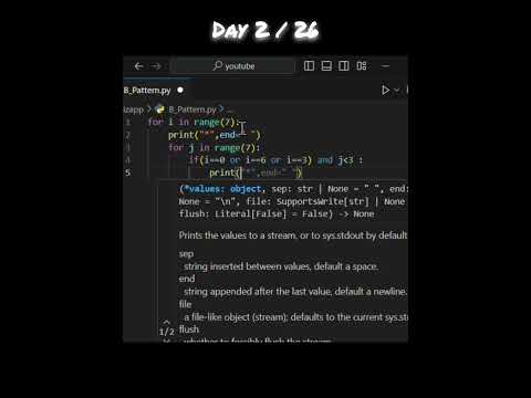 Day 2 Of Printing Alphabets Star Pattern In Python Python Programming Coding Trending Python3