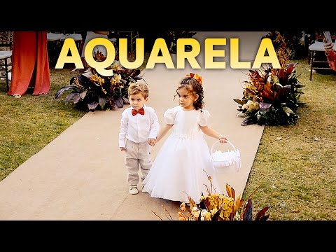 Entrada da dama e pajen no casamento - Aquarela