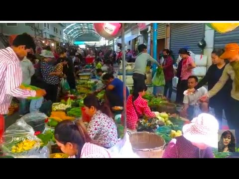 Asian Street Food, Natural living In Cambodian Market, Daily Life In The Market