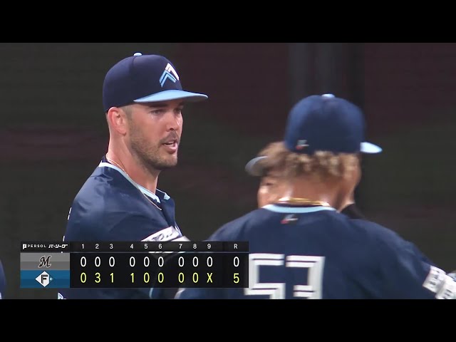 [Top of the 9th] A win pitch! The Fighters' Verhagen pitched 6 inning with 7 strike out no runs allowed in his first appearance in a while! July 26, 2025 Hokkaido Nippon-Ham Fighters vs. Chiba Lotte Marines