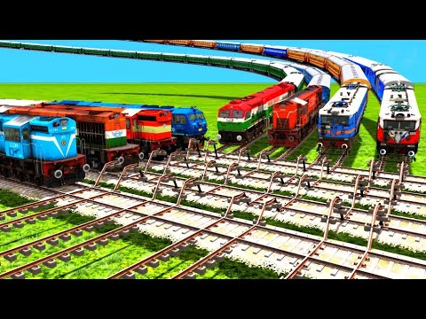 8️⃣ HIGHEST SPEED TRAINS VS MASSIVE SPEED BUMPS & DANGEROUS FLYING RAILWAY TRACKS|Train simulator|