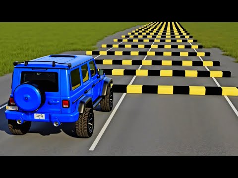 Cars vs 100 Speed Bumps EXTREME #4 Challenge in BeamNG Drive -BeamNG Crown -Mobil vs 100 Speed Bumps