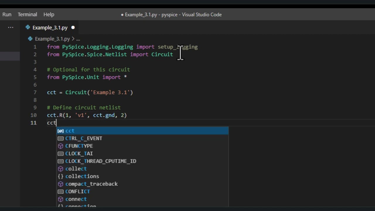 CIRCUIT ANALYSIS WITH PYTHON - EXAMPLE 3.1