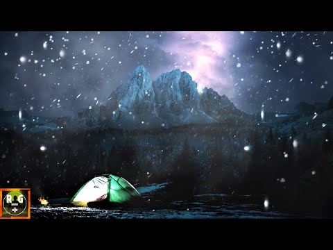 Vinter Åskväder Ljud | Snö Regn på ett Tält, kraftig Åska och ylande Vind för att sova