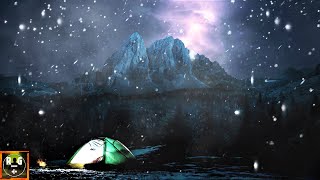 Winter Thunderstorm Sounds | Snow Rain on a Tent, Heavy Thunder and Howling Wind for Sleeping