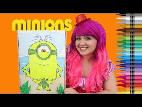 Coloring Stuart Minions GIANT Coloring Book Page Crayola Crayons | COLORING WITH KiMMi THE CLOWN Video