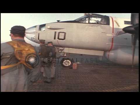 Flight crew of SP-2H aircraft is briefed and prepares to take off in Vietnam duri...HD Stock Footage