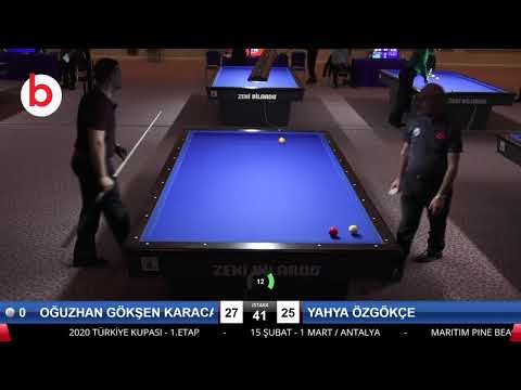 OĞUZHAN GÖKŞEN KARACABEY & YAHYA ÖZGÖKÇE Bilardo Maçı - 2020 TK 1.ETAP ANTALYA-5.ÖN ELEME