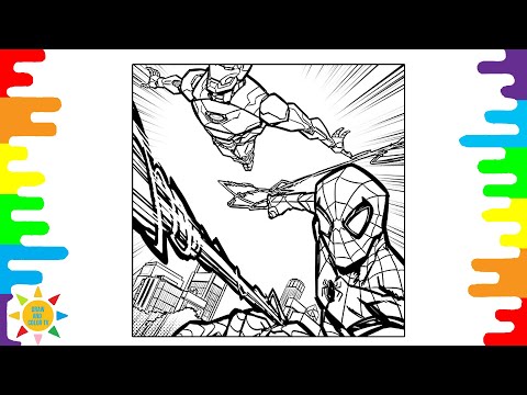Spiderman & Iron Man In The City Coloring | Spiderman Coloring | Jo Cohen & BQ - Glowing At Night