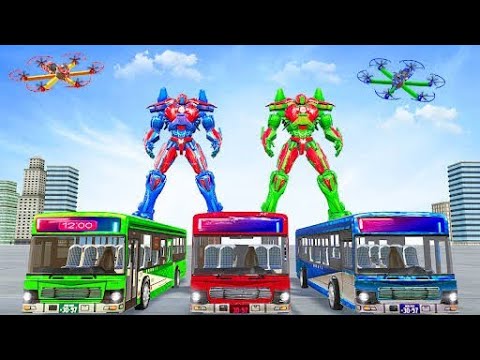 Bus robot car game : Drone robot transforming game Gameplay - Android/iOS