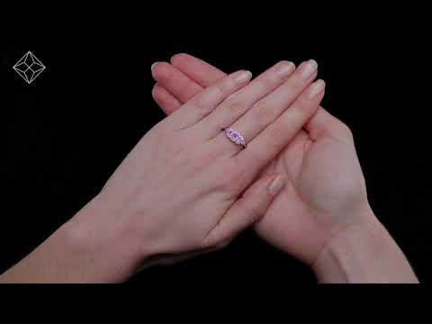 Pink Sapphire and 0.12ct Diamond Ring 9K White Gold - A3011