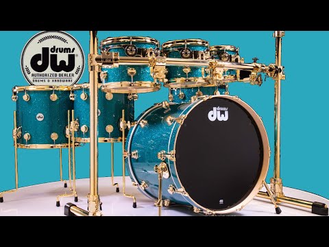 DW Collector's 7pc Maple SSC Shells Teal Glass w/Gold Hardware