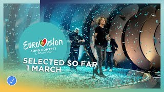 Selected entries so far (Updated 1 March 2018) - Eurovision Song Contest 2018