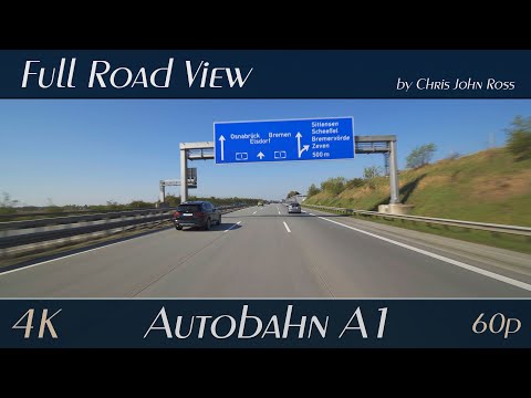 Autobahn (A1), Germany: RS Ostetal-Nord - Sittensen - RP Hatzte - 4K Ultra HD