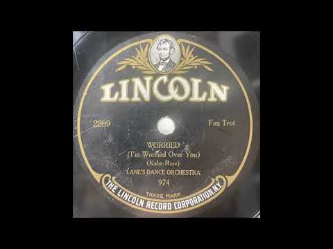 Lane's Dance Orchestra [Arthur Lange] 1924 "Worried (I'm Worried Over You)" Roaring '20s Fox Trot 78