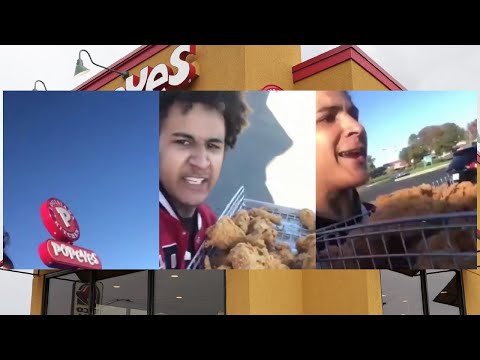 Man runs out of Popeyes with whole chicken tray