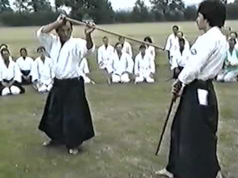 1989 UKA Summer School - T.K. Chiba Sensei Jyo Basics from Kesa - Otoshi Tsuki 1 & 2