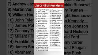 List Of All The US Presidents General knowledge Questions|General knowledgeQuiz#shortfeed#gk#gkquiz
