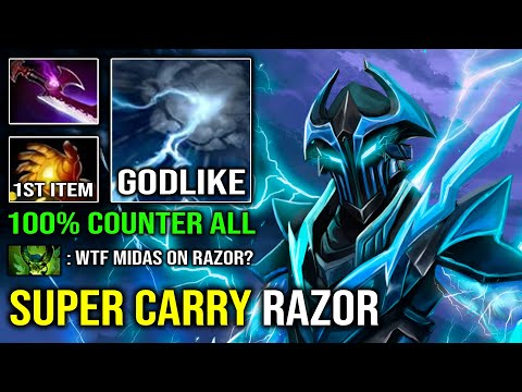 WTF 1st ITEM Midas Super Carry Razor 100% OP Hero Counter Everyone EPIC Dota 2