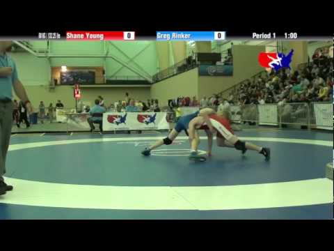 University Nat`ls FS  60 KG / 132.25 lbs: Shane Young vs. Greg Rinker