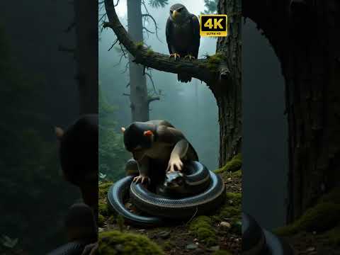 Snake vs Monkey in Misty Forest! Eagle Watches On! Nature's Drama Unfolds | #Wildlife