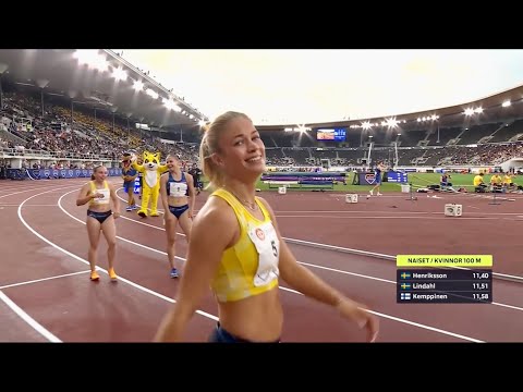 Julia Henriksson vinner 100 meter på Finnkampen 2024