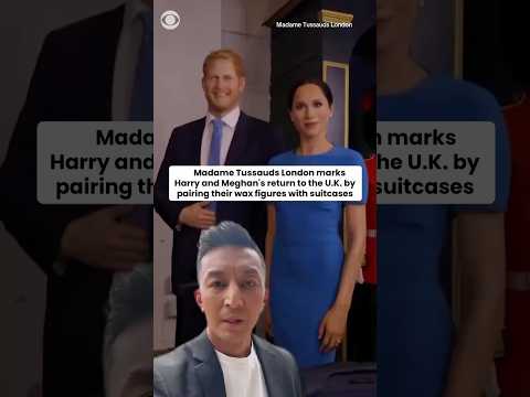 Madame Tussauds marks Harry and Meghan's U.K. return by pairing wax figures with suitcases #shorts