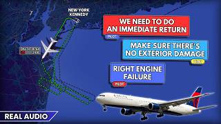 Engine failure on takeoff from JFK. Delta Boeing 767 requests immediate return. Real ATC