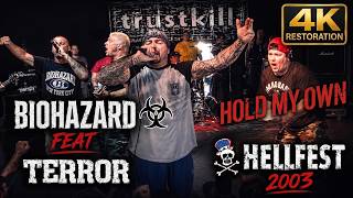 Music video thumbnail preview for BIOHAZARD feat. Scott Vogel (TERROR) — Hold My Own | Hellfest US 2003 | 4K UHD Remaster by Biohazard