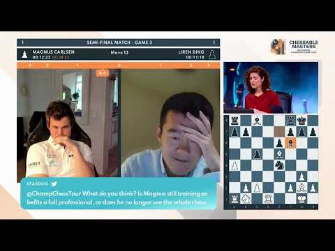 Magnus Carlsen vs Ding Liren Semi Final Match Game 3 CCT Chessable Masters 2022