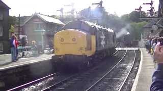 preview picture of video 'British Rail 37264 and LNER 60163 arriving into Grosmont on the North Yorkshire Moors Railway'