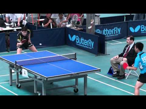 Dimitrij Ovtcharov warms up with ICC Quarterfinal rival, Liang Yonghui, LA Open Table Tennis 2012