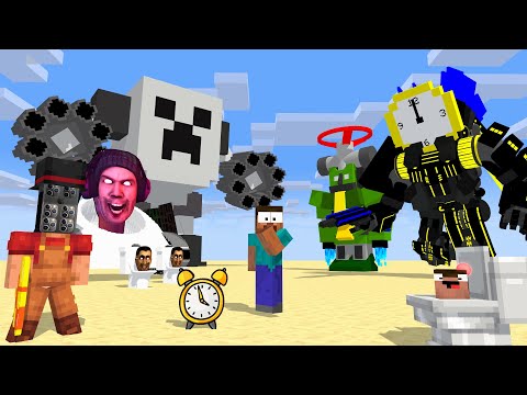 Monster School : SKIBIDI TOILET Elemental Clock Man Robots - Minecraft Animation