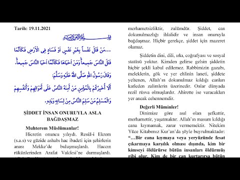 19 KASIM HUTBESİ İÇİN OKUMA ÇALIŞMASI