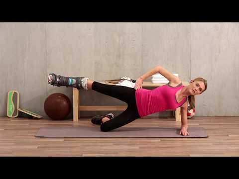 Fuß Reha: Seitstütz (Kräftigung der seitlichen Rumpf- und Gesäßmuskulatur) - mit einem Bein abheben