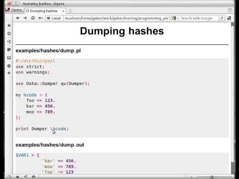 Beginner Perl Maven tutorial: 7.8 - dumping hash