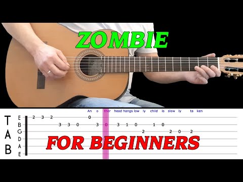 ZOMBIE | Easy guitar melody lesson for BEGINNERS (with tabs) - The Cranberries
