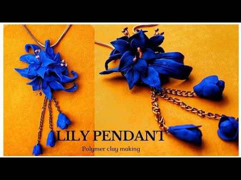 Polymer clay lily flower pendant making | homemade clay jewelery making| clay jewelery tutorial |