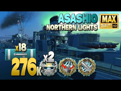 Destroyer Asashio: 276k on map Northern Lights - World of Warships