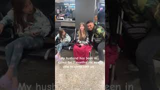 Soldier finally comes home and meets his small baby 🎁#usa #uk #soldiers #homecoming