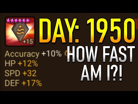 How many 20+ Speed Runes do I have after 1950 day? (Summoners War)