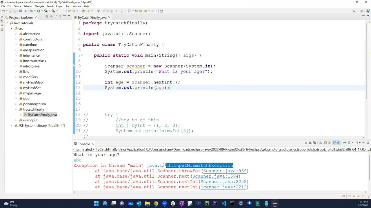Exception Handling: Try Catch Finally Block
